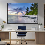 75045485-MGV-CV-36X24-Tropical Beach Wall Art Canvas Print, Framed Sunset Glow Art Picture Print, Palm Tree Coast Perfect Tropical Coastal Decor Artwork