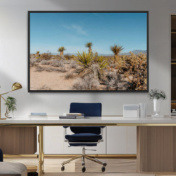 35156165-MGV-FC-36X24_Black-Joshua Tree Wall Art Canvas Print, Framed Desert Landscape Art Picture Print, Warm Earth Tones Perfect Southwestern Minimalist