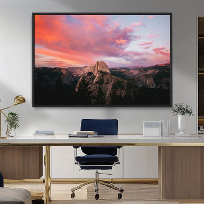 32786115-MGV-CV-36X24-Half Dome Wall Art Canvas Print, Framed Yosemite National Park Art Picture Print, Dramatic Sunset Perfect Adventurous Wilderness