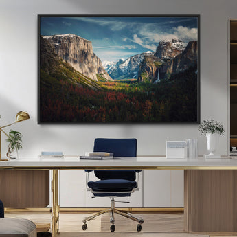 15244033-MGV-CV-36X24-Yosemite National Wall Art Canvas Print, Framed Mountain Landscape Art Picture Print, El Capitan Perfect Rustic Farmhouse Decor