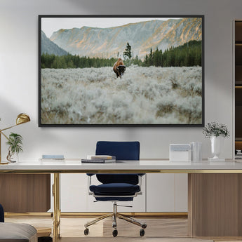 41674074-MGV-CV-36X24-Bison Wall Art – American Buffalo Wildlife Photography Canvas Print, Western Mountain Landscape Artwork Rustic Nature Decor for