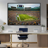 96617112-MGV-FC-36X24_Black-Lambeau Field Wall Art – Green Bay Packers NFL Football Stadium Canvas Print – Game Day Crowd Sports Decor for Man Cave, Bar, or
