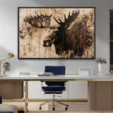 83505059-MGV-FC-36X24_Black-Majestic Moose Wall Art – Rustic Animal Canvas Painting – Wilderness Wildlife Decor with Earthy Tones for Cabin, Lodge, Farmhouse,