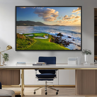 50107048-MGV-CV-36X24-Golf Course Wall Art – Coastal Ocean View Canvas Print, Scenic Fairway Landscape Decor for Office, Man Cave, Bedroom, or Living