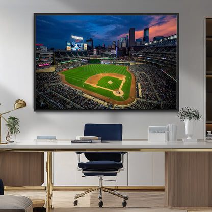 68222753-MGV-CV-36X24-Baseball Stadium Wall Art – Panoramic Night Game Canvas Print, Sports Decor for Man Cave, Office, Bar, or Living Room