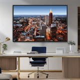 25096967-MGV-FC-36X24_Black-Atlanta Skyline Wall Art – Vibrant Cityscape Canvas Print, Modern Night Lights Urban Decor for Office, Living Room, or Apartment