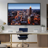 81886632-MGV-FC-36X24_Black-Atlanta Skyline Wall Art – Vibrant City Lights Canvas Print, Modern Urban Cityscape Decor for Living Room, Office, or Apartment