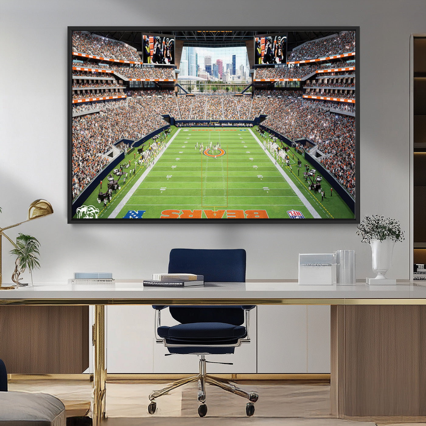 76935553-MGV-CV-36X24-Football Stadium Wall Art – Panoramic Game Day Canvas Print, Sports Decor for Man Cave, Office, Bar, or Living Room