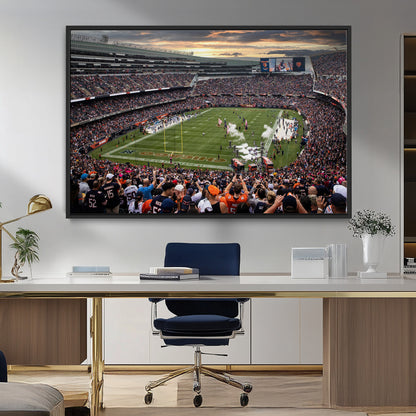 87578930-MGV-CV-36X24-Soldier Field Wall Art – Chicago Bears Football Stadium Sunset Canvas Print, Game Day Sports Decor for Man Cave, Bar, Office, or