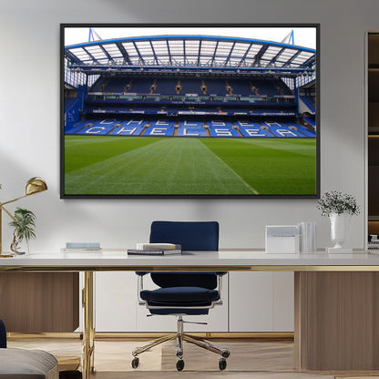 38616413CHELSA-MGV-CV-36X24-Chelsea Stadium Wall Art – Panoramic Football Field Canvas Print, Game Day Sports Decor for Living Room, Office, or Man Cave