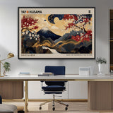 66892669-MGV-CV-36X24-Japanese Landscape Wall Art – Mount Fuji Canvas Print with Cherry Blossoms and Golden Waves, Traditional Asian Inspired Artwork