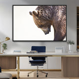 14405507-MGV-CV-36X24-Grizzly Bear Canvas Wall Art – Framed Wildlife Nature Decor, Large Brown Bear Profile Canvas Print for Living Room, Office, or