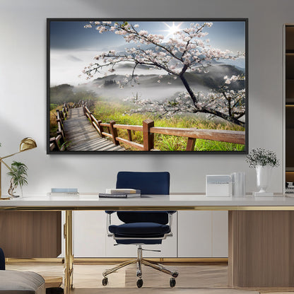 34632598CRY-MGV-CV-36X24-Sakura Cherry Blossom Pathway Canvas Wall Art – Tranquil Walk Through Blossoming Nature – Ready to Hang