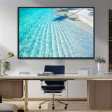 68127042-MGV-FC-36X24_Black-Beach Wall Art – Tropical Ocean Canvas Print, Clear Water and White Sand Photography Decor for Bedroom, Living Room, Office,