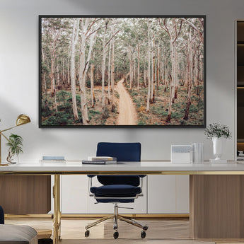 24760563-MGV-FC-36X24_Black-Forest Wall Art – Tranquil Woodland Path Canvas Print, Scenic Nature Photography Decor for Bedroom, Living Room, Office, Cabin or