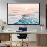 34064591-MGV-CV-36X24-Surfing Wall Art – Sunset Ocean Wave Canvas Print, Surfer Riding Sea Photography Decor for Bedroom, Living Room, Office, Coastal