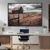 70676381-MGV-FC-36X24_Black-Rustic Barn Wall Art – Weathered Farmhouse Canvas Print, Country Landscape Photography Decor for Bedroom, Living Room, Office,