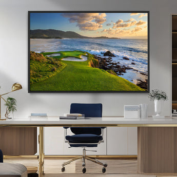 67486665-MGV-FC-36X24_Black-Golf Course Wall Art – Pebble Beach Oceanfront Canvas Print, Coastal Fairway Photography Sports Decor for Living Room, Office, Man