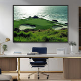 48473947-MGV-FC-36X24_Black-Ocean Golf Course Wall Art – Panoramic Green Fairway Canvas Print, Coastal Golf Landscape Photography Sports Decor for Office, Man