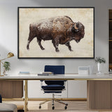 54810031-MGV-FC-36X24_Black-Western Wall Art – Snow Covered Bison Canvas Print, Rustic Wildlife Photography Decor for Bedroom, Living Room, Office, Lodge,
