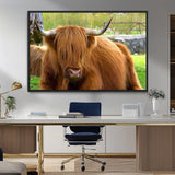 68411138-MGV-FC-36X24_Black-Farmhouse Wall Art – Highland Cow Canvas Print, Rustic Country Cattle Photography Decor for Bedroom, Living Room, Office, Ranch,