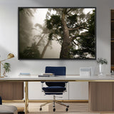 87969493-MGV-CV-36X24-Forest Wall Art – Misty Tall Trees Canvas Print, Dramatic Woodland Photography Decor for Bedroom, Living Room, Office, Cabin,