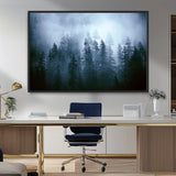 93439624-MGV-FC-36X24_Black-Forest Wall Art – Misty Pine Trees Canvas Print, Moody Nature Photography Decor for Bedroom, Living Room, Office, Cabin, Lodge or