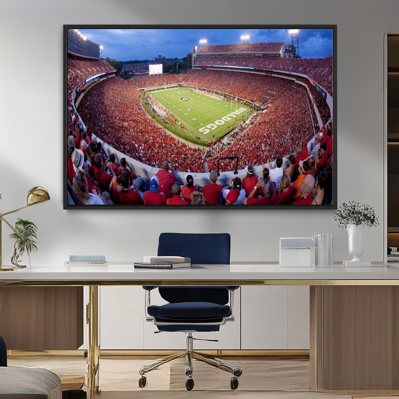 10244378-MGV-CV-36X24-Sanford Stadium Wall Art – Panoramic Georgia Bulldogs Day Game Football Canvas Print, Game Day Crowd Sports Decor for Office, Man