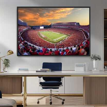 73680988-MGV-CV-36X24-Georgia Bulldogs Stadium Wall Art – Panoramic Football Field Canvas Print, Game Day Decor for Home, Office, Fan Cave, Sports