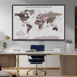 33204797-MGV-FC-36X24_Black-Personalized World Map Wall Art – Burgundy & Grey Adventure Travel Map with Custom Names, Romantic Wall Decor for Couples, Home or