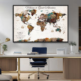 67029173-MGV-FC-36X24_Black-Personalized World Map Wall Art – Colorful Vintage Adventure Travel Map with Custom Couple Names, Rustic Wall Decor for Home,