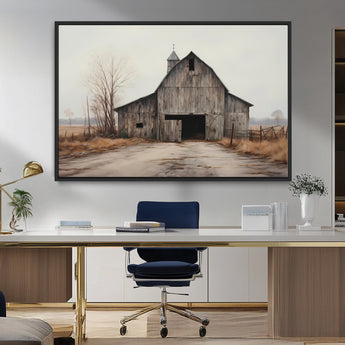 90499-MGV-CV-36X24-Old Barn Wall Art Canvas Print, Framed Rustic Barn Art Picture Print, Abandoned Farm Perfect Rustic Farmhouse Decor Artwork
