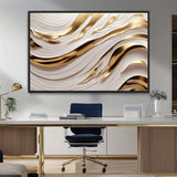41237-MGV-CV-36X24-Gold Waves Wall Art Canvas Print, Framed Elegant Flow Art Picture Print, Luxury Layers Perfect Minimal Luxe Decor Artwork