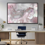 16416-MGV-CV-36X24-Blush Marble Wall Art Canvas Print, Framed Rose Gold Art Picture Print, Pink Cloudy Perfect Modern Glam Decor Artwork