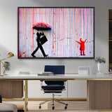 69505-MGV-FC-36X24_Black-Graffiti Girl Wall Art Canvas Print, Framed Urban Contrast Art Picture Print, Vibrant Graffiti Perfect Urban Pop Decor Artwork