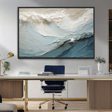 53646-MGV-CV-36X24-Ocean Wave Wall Art Canvas Print, Framed Textured Seascape Art Picture Print, Modern Ocean Perfect Minimal Coastal 2/2 Decor