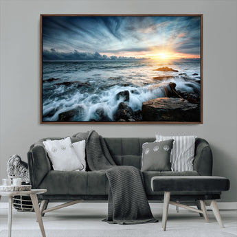 33428-MGV-CV-36X24-Ocean Sunrise Wall Art – Serene Seascape Canvas Print, Coastal Home or Office Decor, Perfect for Living Room, Bedroom, or Study
