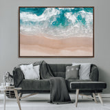 39236-MGV-CV-36X24-Ocean Beach Wall Art – Aerial View of Waves and Sand Canvas Print, Coastal Home Decor for Living Room, Bedroom, Office or Beach