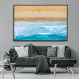 43046-MGV-CV-36X24-Aerial Beach Wall Art – Serene Ocean Waves & Sandy Shore Canvas Print, Coastal Home Decor for Living Room, Bedroom or Office