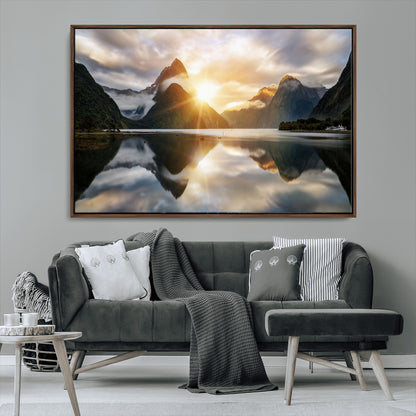 78842-MGV-CV-36X24-Sunrise Mountain Reflection Wall Art – Stunning Nature Landscape Canvas Print for Home, Office, Living Room or Relaxing Space