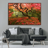 73343-MGV-CV-36X24-Autumn Maple Wall Art – Panoramic Vibrant Red Maple Tree Canvas Print, Seasonal Nature Decor for Office, Living Room or Garden
