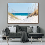 58498-MGV-CV-36X24-White Sandy Beach Wall Art – Panoramic Coastal Canvas Print, Ocean View Decor for Living Room, Bedroom, Office, Relaxing Seaside