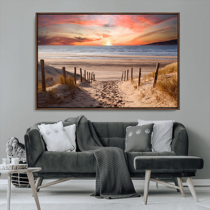 78111-MGV-CV-36X24-Sunset Pathway Wall Art – Panoramic Coastal Canvas Print, Tranquil Beach Decor for Living Room, Office or Bedroom