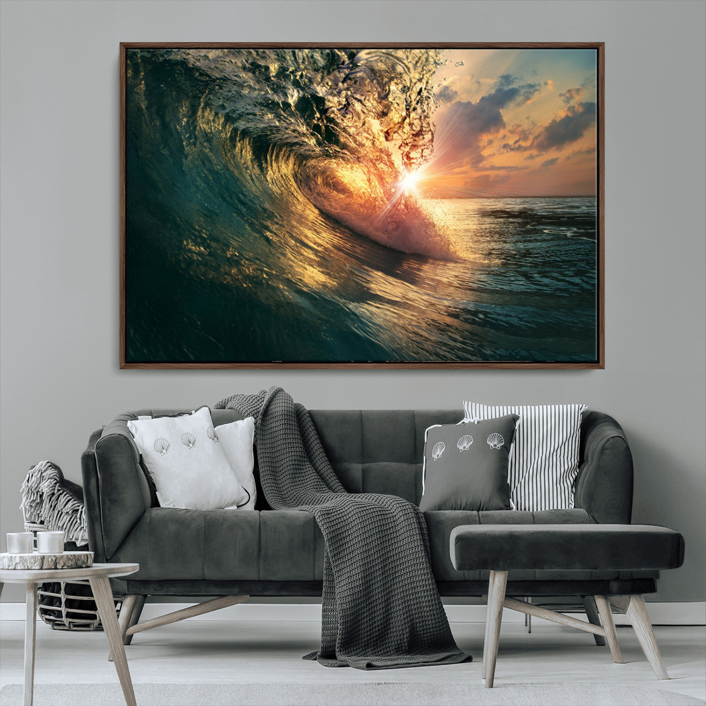 55359-MGV-CV-36X24-Radiant Ocean Wave Wall Art – Panoramic Surf Canvas Print, Vibrant Sunset Beach Decor for Home, Office or Man Cave