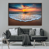 16110-MGV-CV-36X24-Ocean Sunset Wall Art – Vibrant Beach Waves and Horizon Canvas Print, Relaxing Coastal Seascape Decor for Living Room or Bedroom
