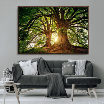 52150-MGV-CV-36X24-Majestic Tree Wall Art – Large Nature Canvas Print with Sunlight Through Branches, Rustic Forest Decor for Living Room, Bedroom or