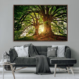 52150-MGV-CV-36X24-Majestic Tree Wall Art – Large Nature Canvas Print with Sunlight Through Branches, Rustic Forest Decor for Living Room, Bedroom or