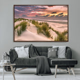 60570-MGV-CV-36X24-Beach Sunset Wall Art – Coastal Sand Dunes and Ocean Horizon Canvas Print, Tranquil Seascape Photography Decor for Living Room or