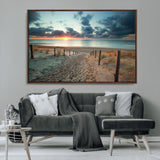 25788-MGV-CV-36X24-Sunset Beach Path Wall Art – Scenic Coastal Dunes and Ocean Canvas Print, Tranquil Seaside Landscape Decor for Living Room or