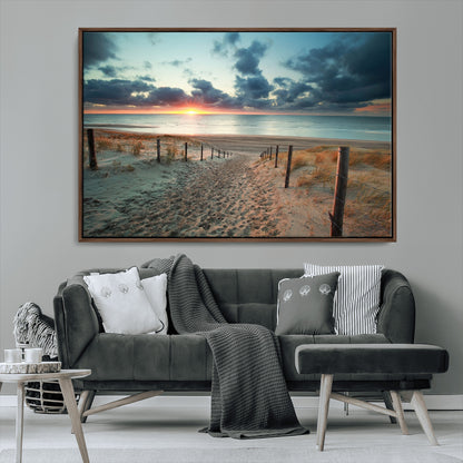 25788-MGV-CV-36X24-Sunset Beach Path Wall Art – Scenic Coastal Dunes and Ocean Canvas Print, Tranquil Seaside Landscape Decor for Living Room or